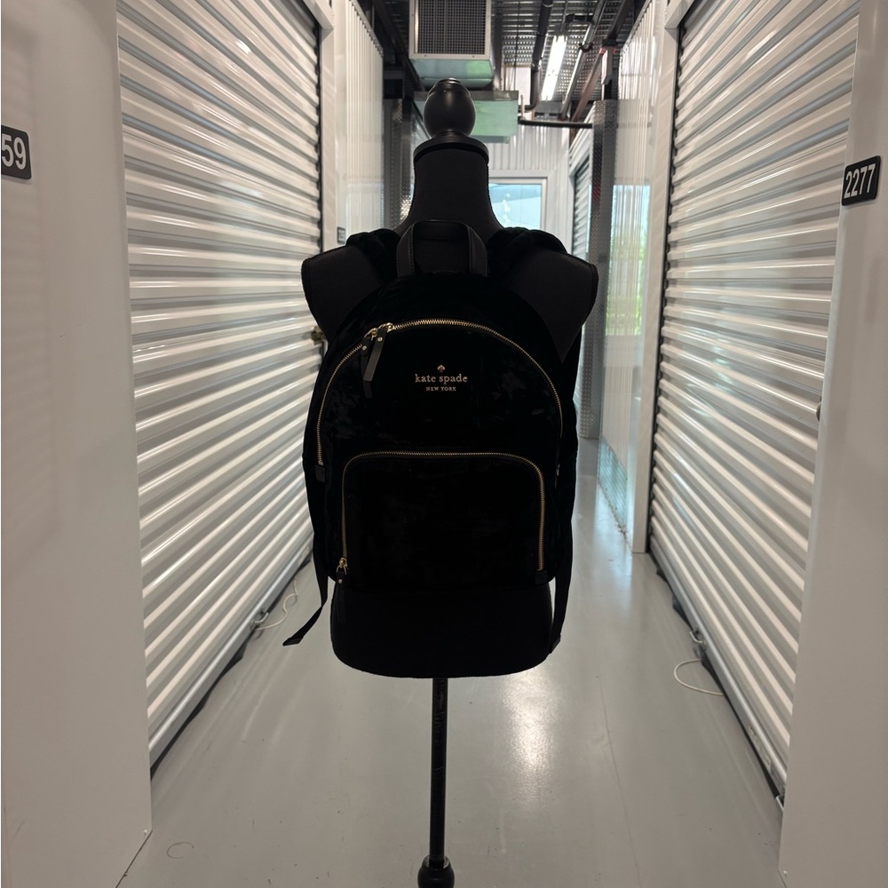 Kate Spade Black Velvet Backpack-Watson Lane Velvet Hartley - Picture 5 of 16